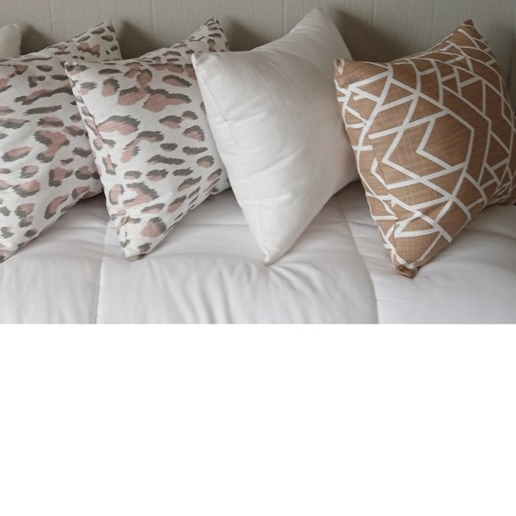 Decorative Pillow by Fancy Shams, Geometric White on Spicy Tan, Made-to-Order - Picture 6 of 6